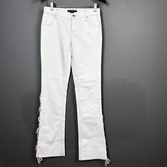 Ralph Lauren jeans size 26 flare fringe beaded western coastal cowboy white - Picture 3 of 10